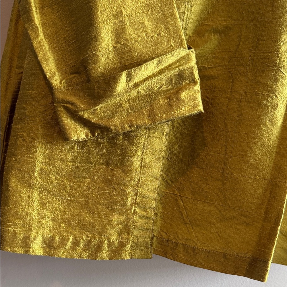 100% Silk Chartreuse/gold Women's Blazer Size: L - Picture 5 of 8